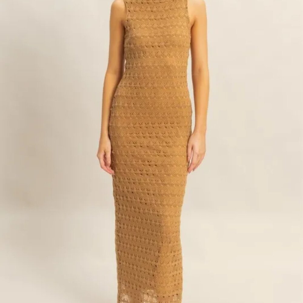 ✨NWT HYFVE Sleeveless Crochet Open Back Maxi Dress